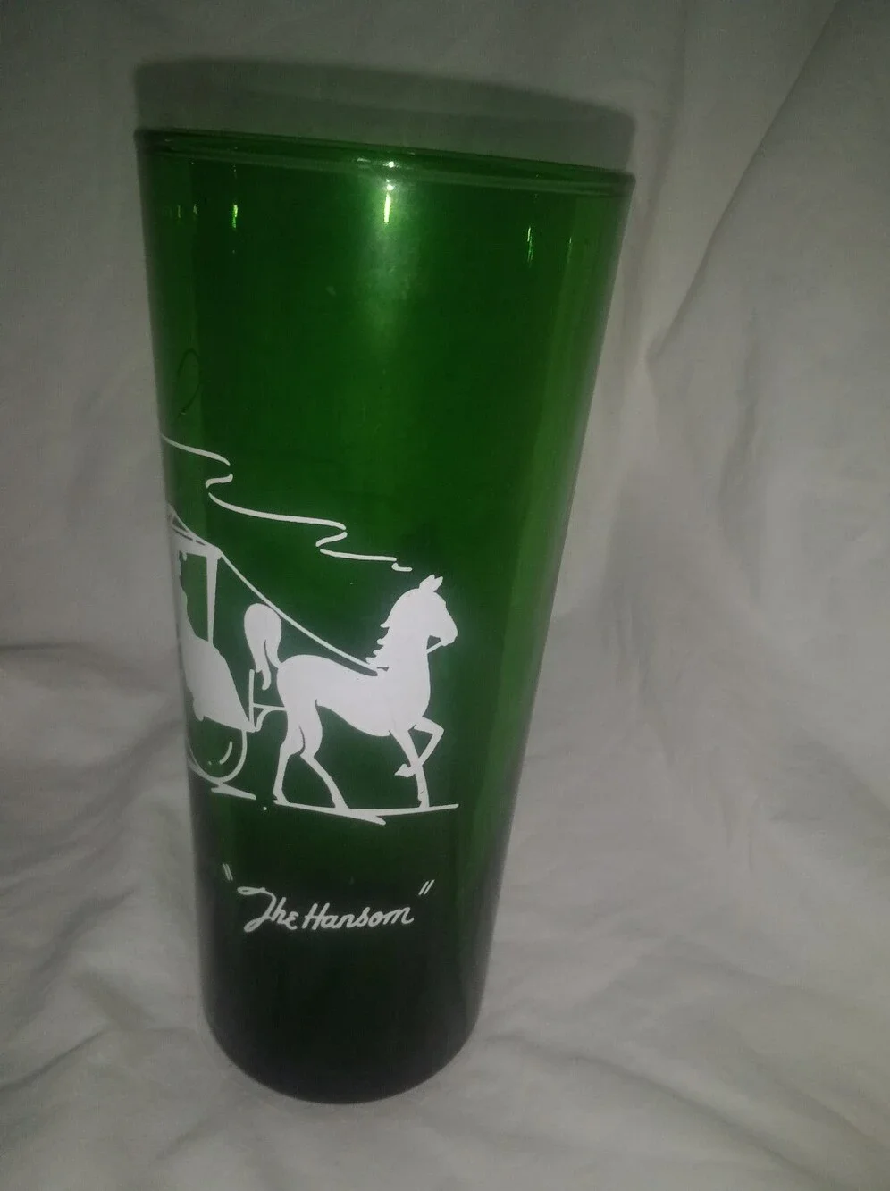 Vintage The Hansom Carriage And Horse Collins Tumbler Drink Glass 6 1/2